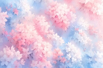 Fototapeta premium Colorful Blue And Pink Flower Watercolor Pattern Background. Wallpaper. Valentine's Day Banner. Abstract. Winter. Christmas. Generative AI