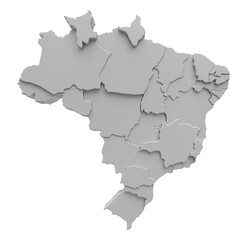 Isometric Brazil map on transparent background in 3d rendering