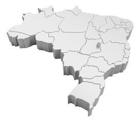 Obraz premium Isometric Brazil map on transparent background in 3d rendering