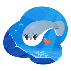 Cute cartoon extinct fish Sacabambaspis.