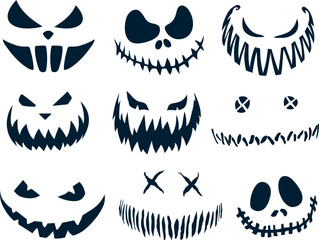 Scary faces of halloween pumpkin or ghost