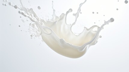 Milk splash out of glass isolated white background. AI generated