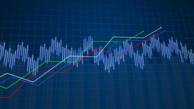 Stock market or forex trading graph and candlestick chart suitable for financial investment concept. Economy trends background for business idea and all art work design. HD animation, animated