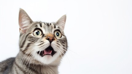Naklejka na ściany i meble Crazy surprised cat pets close-up.AI generated image
