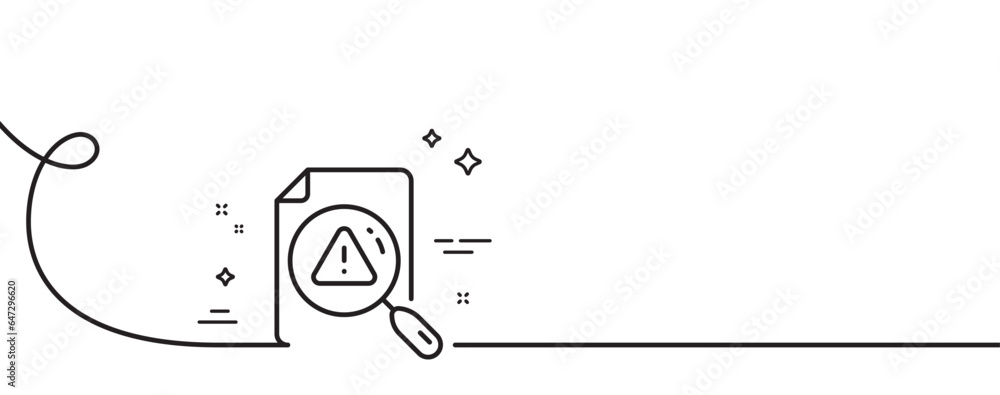 Poster search document line icon. continuous one line with curl. help book sign. instruction manual symbol.