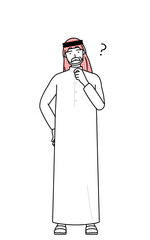 Senior Muslim Man nodding his head in question.