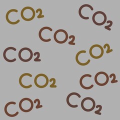 CO2 written in brown on gray background
