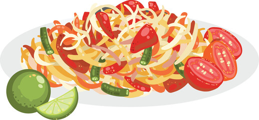 Som Tum papaya salad illustration