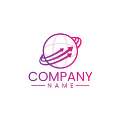 Globe with arrows abstract logo design