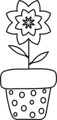 Flower in Pot Outline