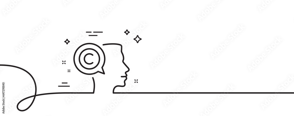 Poster copyrighter line icon. continuous one line with curl. writer person sign. copywriting symbol. writer