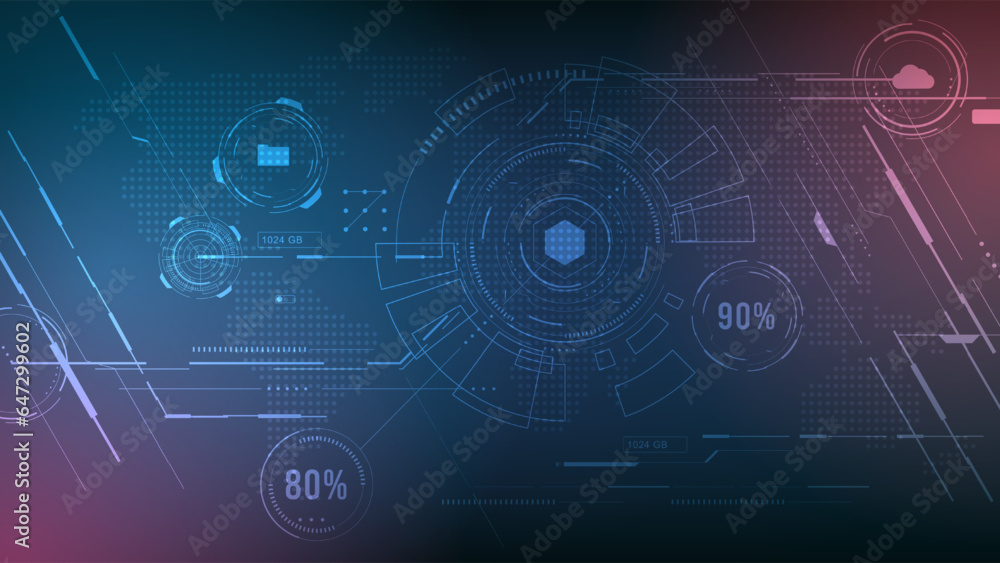 Poster hi-tech digital technology futuristic circuit digital. abstract futuristic curve digital line design