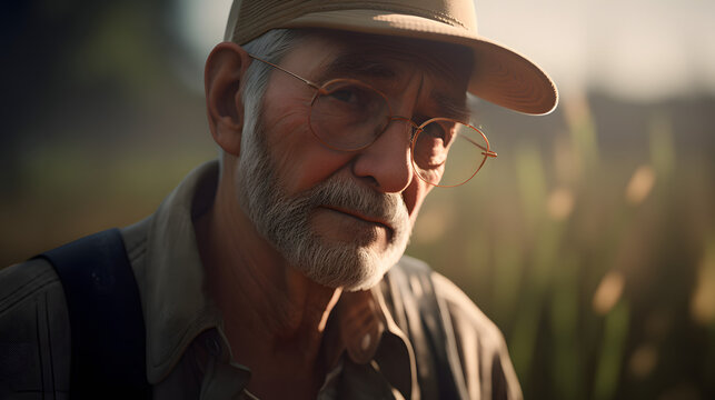 Agriculteur avec une casquette, vieil homme