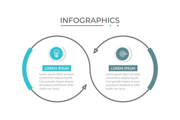 Fototapeta premium Vector infographics label design with circles and marketing icons. Process Chart. Business concept with 2 options