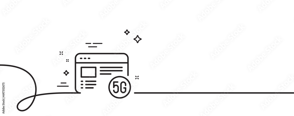 Poster 5g internet line icon. continuous one line with curl. wifi web browser sign. connection quality symb