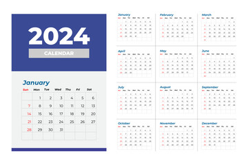 calendar for 2024 - obrazy, fototapety, plakaty