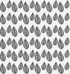 Vector seamless texture in the form of a monochrome pattern of leaves on a gray background