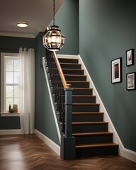 Stylish mock up poster frame, nordic and contemporary interior design. Gallery wall with empty frame and copy space. Scandinavian style home interior design of modern living room.