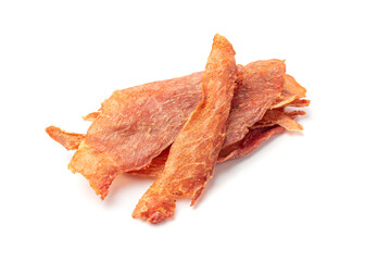 Meat Jerky Isolated, Dry Salted Chicken Slices, Small Pieces of Dehydrated Beef, Beer Snacks, Dried Pork