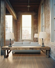 Stylish mock up poster frame, nordic and contemporary interior design. Gallery wall with empty frame and copy space. Scandinavian style home interior design of modern living room.