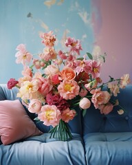 Stylish mock up poster frame, nordic and contemporary interior design. Gallery wall with empty frame and copy space. Scandinavian style home interior design of modern living room.