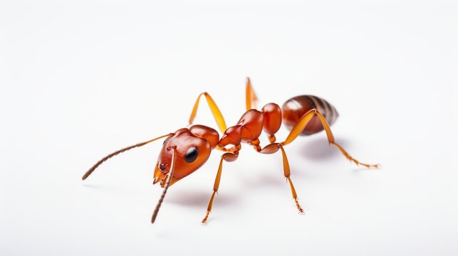 Isolated Red Ant white background. AI generated image