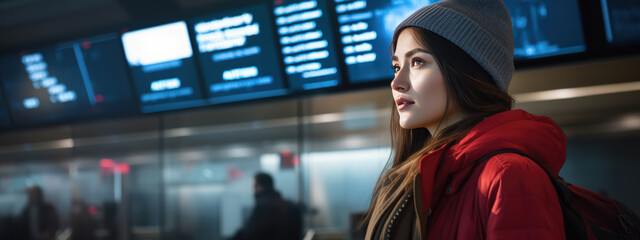 Portrait of a young woman in the airport