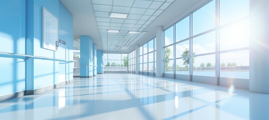 Hospital hallway. Generative AI technology.