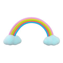 3d illustration. colorfull rainbow on the cloud icon, Modern trendy design in plasticine, polymer clay, clay doh, play doh texture sign symbol.