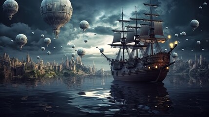 Fantasy landscape, magical dreams. Generation AI