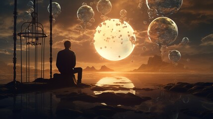 Fantasy landscape, magical dreams. Generation AI