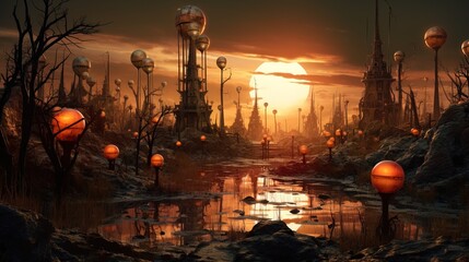 Fantasy landscape, magical dreams. Generation AI