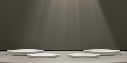 3D display podium brown background. Glamour minimal white pedestal for beauty, cosmetic product presentation.