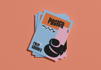 Top View of Stacked Poster Mockup