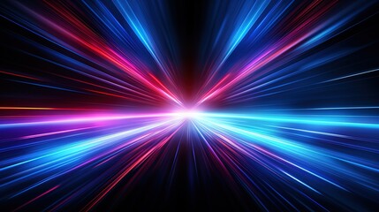 Flash movement of light, neon tunnel. Generation AI - obrazy, fototapety, plakaty