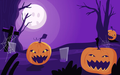 Fototapeta premium Free vector hand drawn flat halloween background