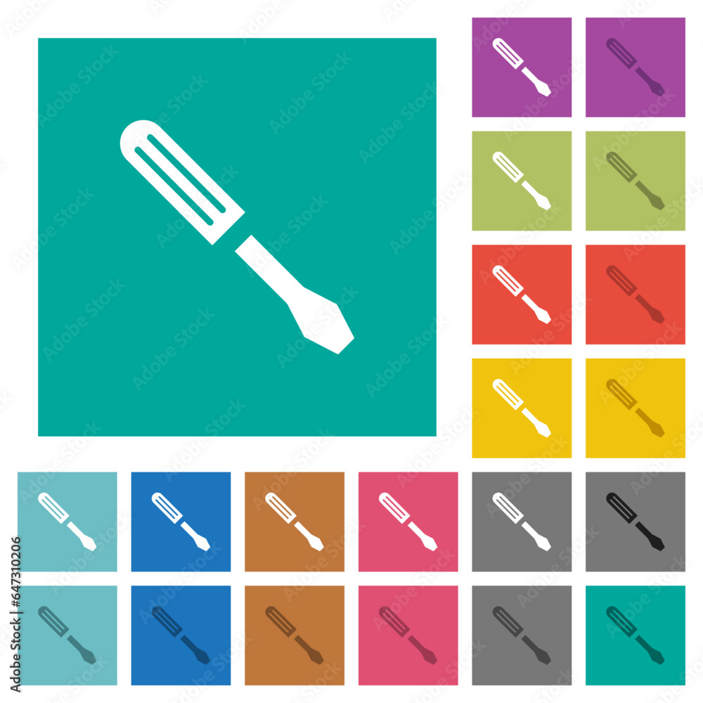 Poster Single screwdriver square flat multi colored icons