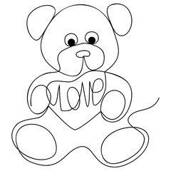 Bear Love Line art black and white 