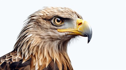 Obraz premium Portrait of an eagle head in white background.AI generated image