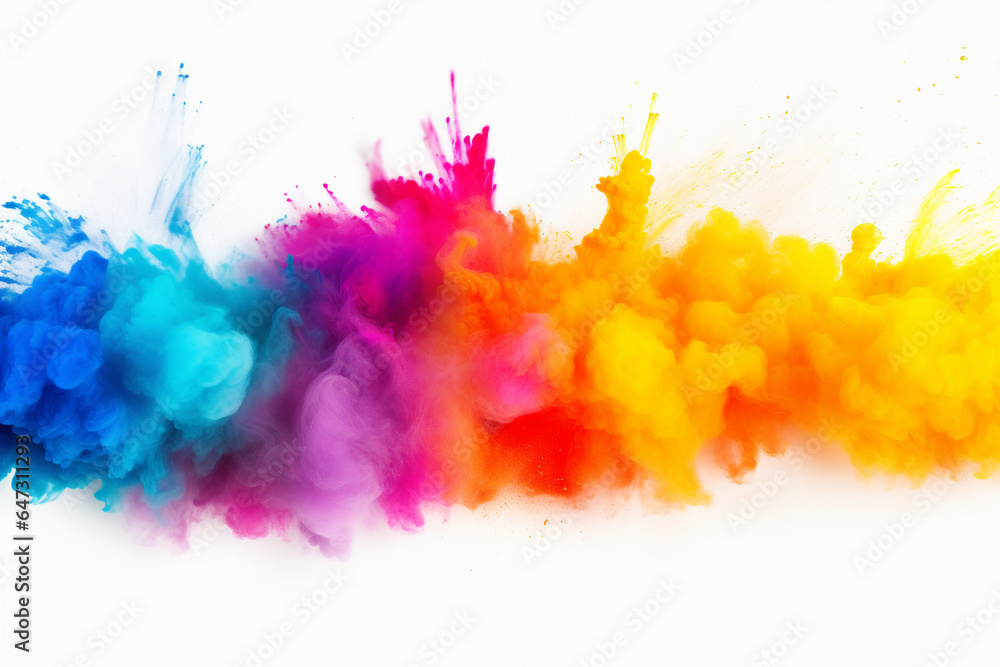 Poster multicolored abstract swirls powder color explosion background ai generative illustration