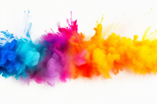 Multicolored abstract swirls powder color explosion background Ai generative illustration