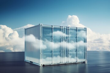 Clouds inside a transparent container. Generative AI