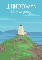 The best view in illustration vector in llanddwyn isle of anglesey