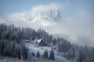 Winter wonderland in Tatra mountains. Generative AI