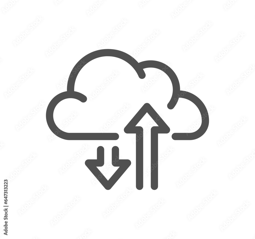 Poster data exchange related icon outline and linear vector.