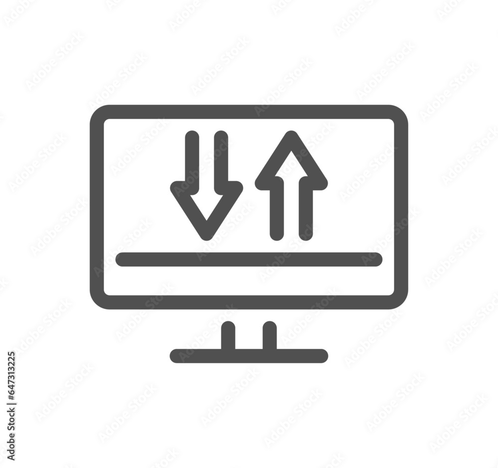 Poster data exchange related icon outline and linear vector.