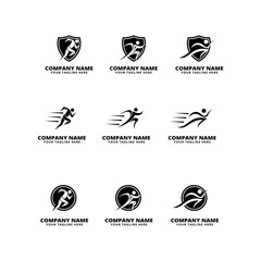 set of running logo vector icon
