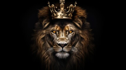 Fototapeta premium lion king of beasts on a black background