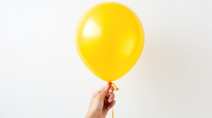 Hand holding balloon isolated white background. AI generated