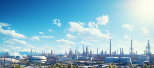 Fototapeta premium Petrochemical energy fuel plant industry. Generative AI technology.